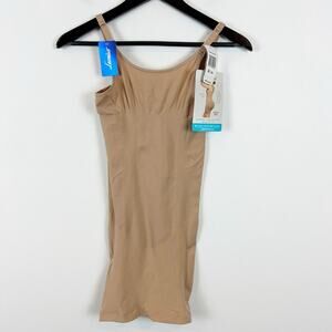 Leonisa Women's SkinFuse Slimming Camisole Bodysuit Shapewear Beige Size XXL